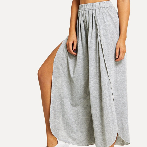 Boho High Waist Wide Leg Split Loose Cropped Pants - Picture 4 of 5